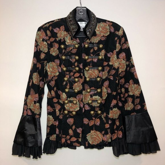 Newport News Jackets & Blazers - Newport News Floral Beaded Military Steampunk Elegant Jacket